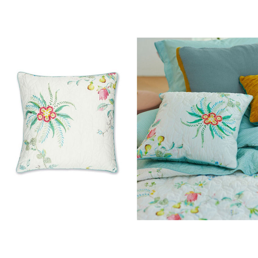 PIP Studio Floral Print White Quilted Square Cushion 45x45 cm - SuperSaverAU - view 1