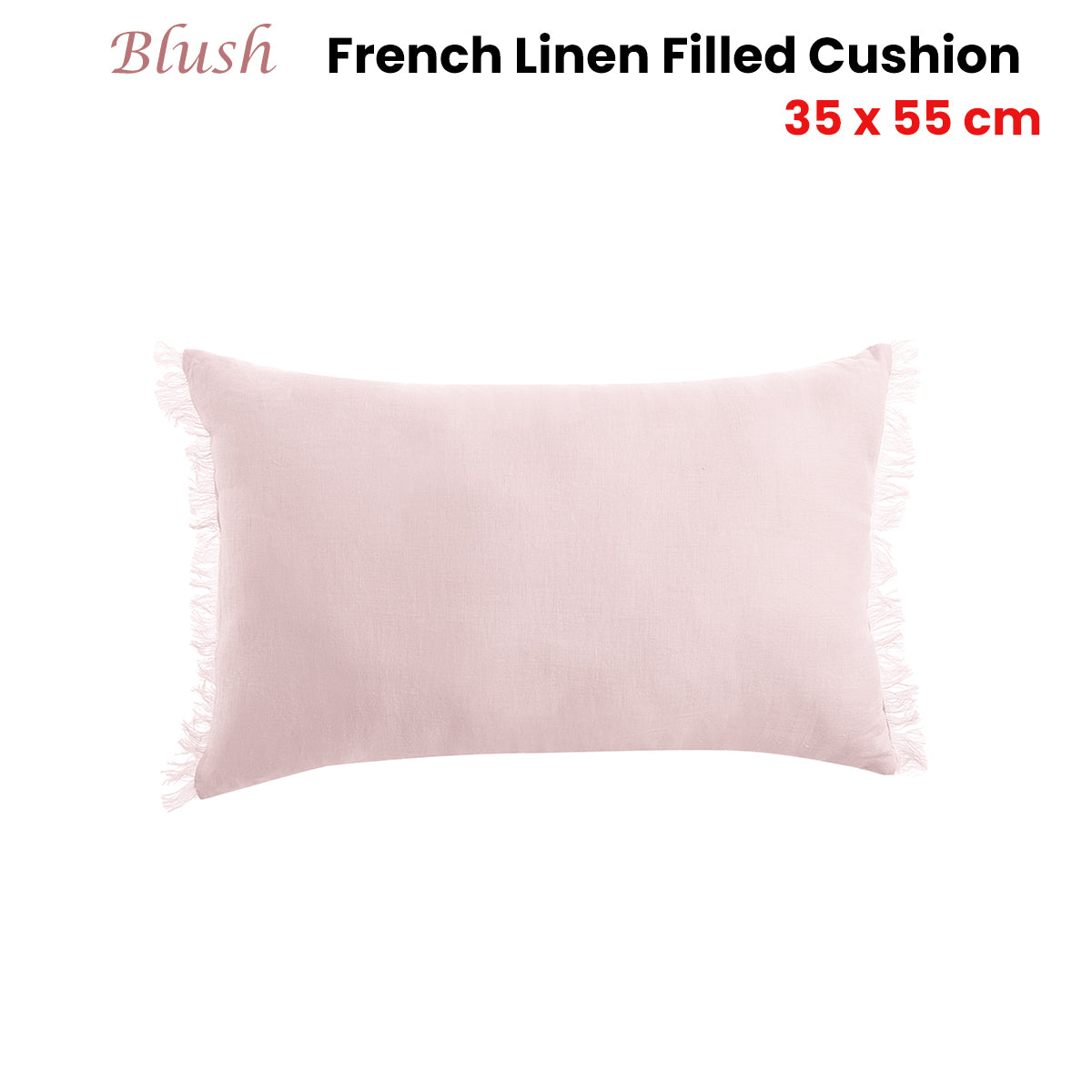 Vintage Design Homewares Blush French Linen Filled Cushion Oblong 35cm x 55cm - SuperSaverAU - view 2