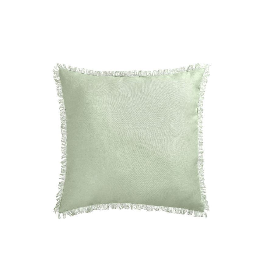 Vintage Design Homewares Sage French Linen Cushion 55cm x 55cm with Frayed Edge - SuperSaverAU - view 1