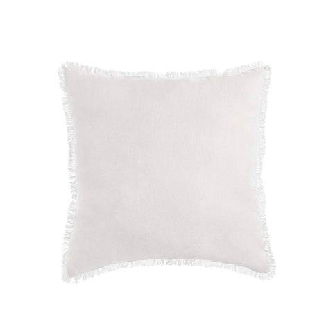 Vintage Design Homewares White French Linen Cushion 55cm x 55cm with Frayed Edge - SuperSaverAU - view 1