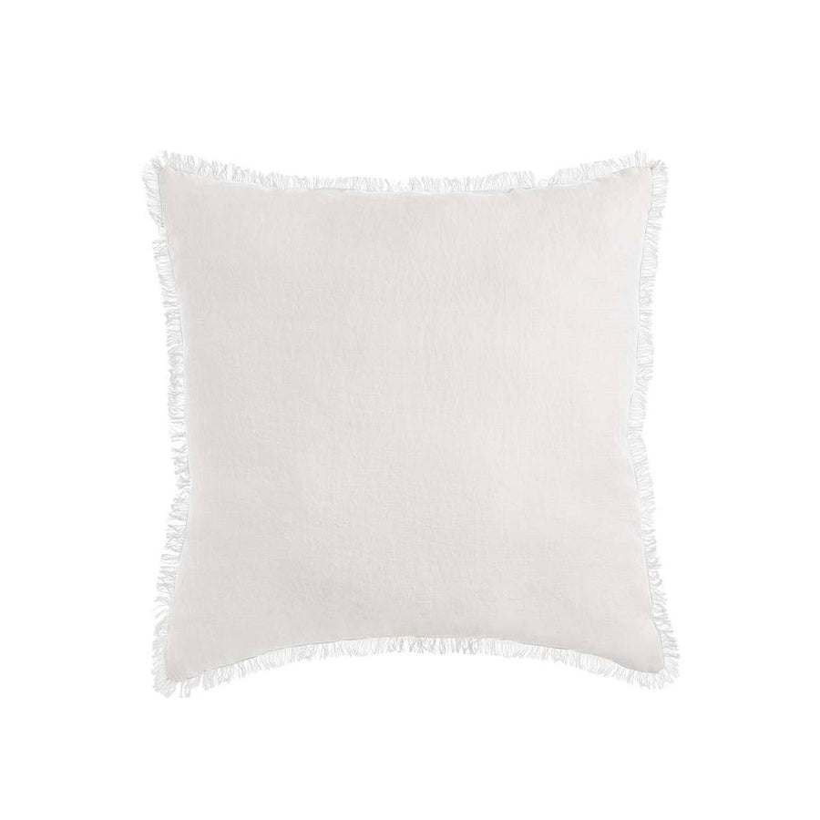 Vintage Design Homewares White French Linen Cushion 55cm x 55cm with Frayed Edge - SuperSaverAU - view 1