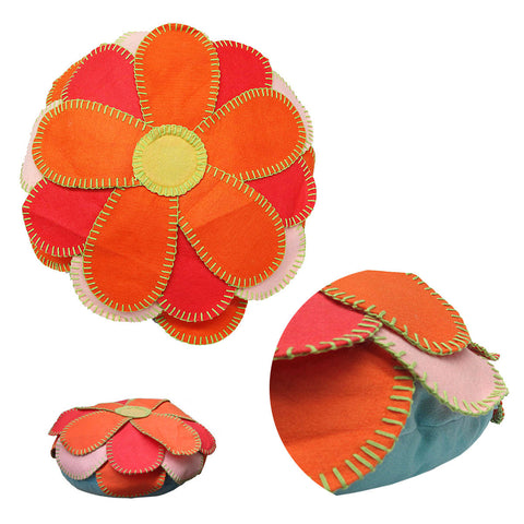 Girls Georgia Flower Applique Round Filled Cushion 40 cm - Floral Design - SuperSaverAU - view 1