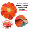 Girls Georgia Flower Applique Round Filled Cushion 40 cm - Floral Design - SuperSaverAU - view 2