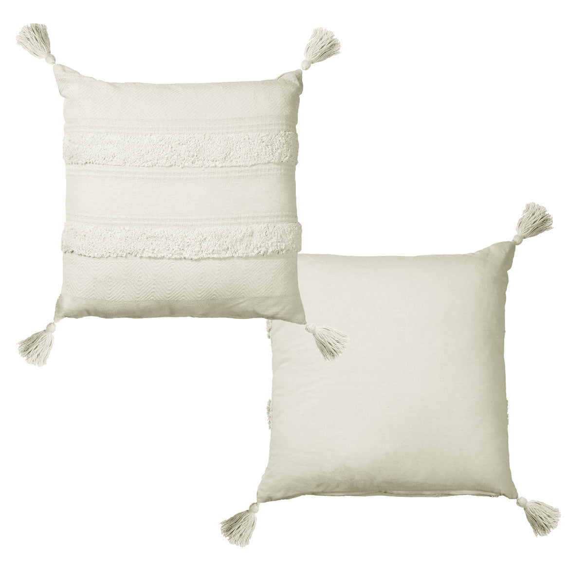 Accessorize Indra Cotton Cover Filled Cushion 45 x 45 cm - Applique Design, Off White