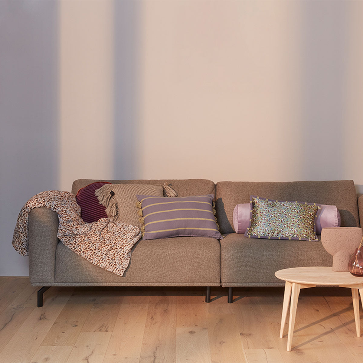 KAAT Amsterdam Jelke Mauve Stripe Oblong Filled Cushion – 40 x 60cm