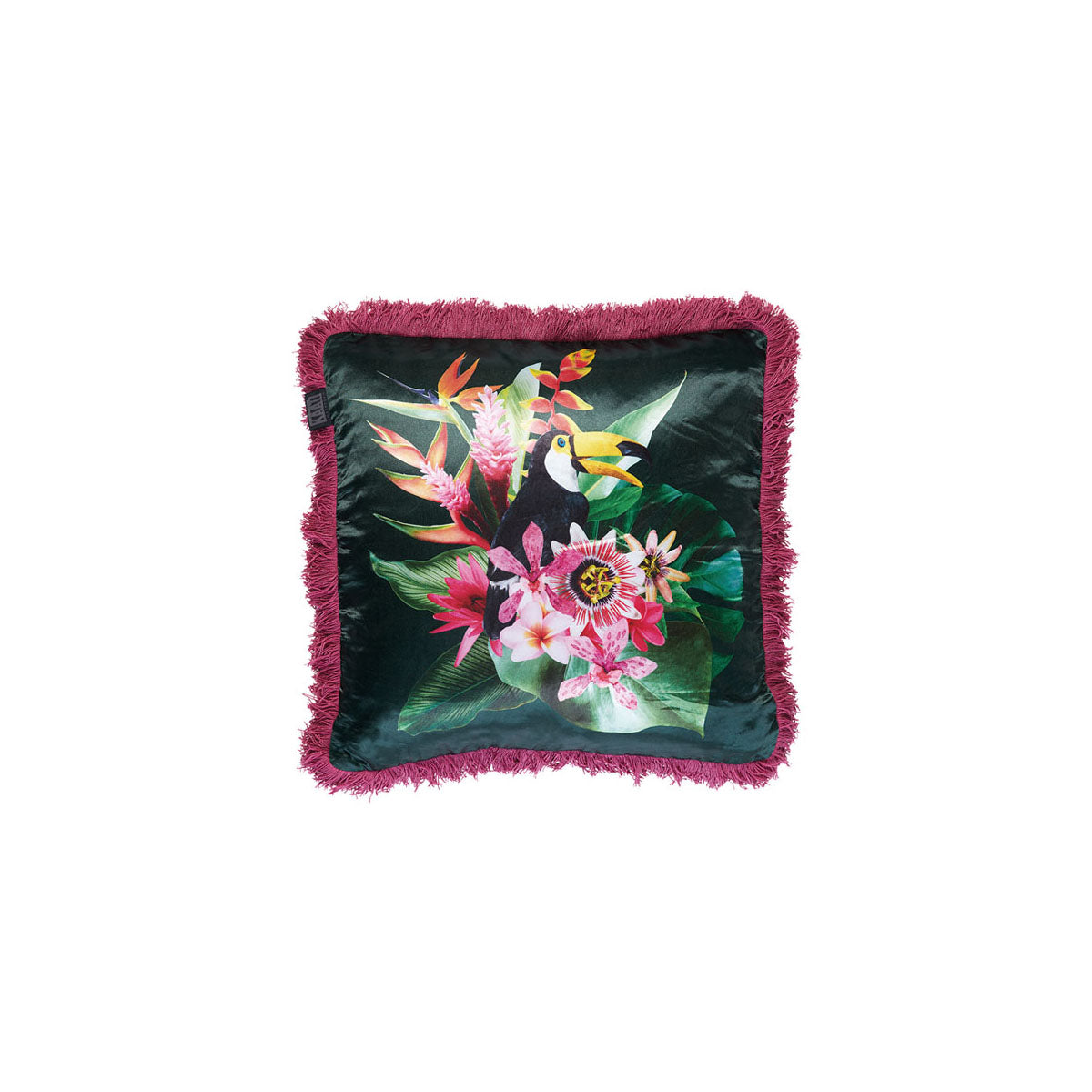 Bedding House Jungle Fever Pink Filled Cushion 45cm x 45cm - Fringe Style - SuperSaverAU - view 1