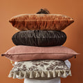 KAAT Amsterdam Mandarin Round Velvet Filled Cushion – Brown 40cm