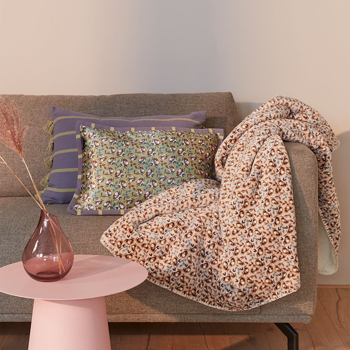 KAAT Amsterdam Nanouk Pastel Floral Satin Cushion – 30 x 50cm