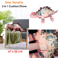 Happy Kids 2 in 1 Novelty Cushion/Throw Dino, Stegosaurus Design, 67 x 32 cm Cushion, 90 x 120 cm Throw - SuperSaverAU - view 2