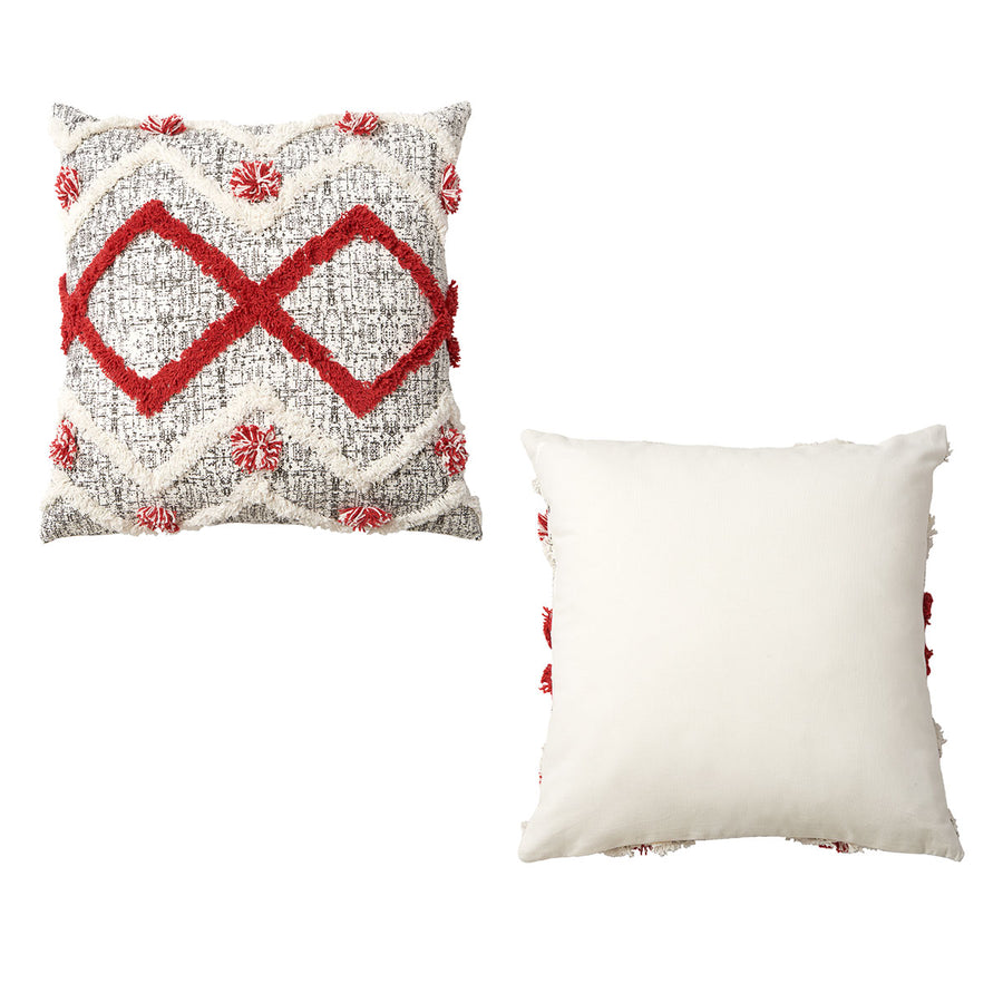 Accessorize Ronan White Red Filled Square Cushion 45x45cm with Applique Design - SuperSaverAU - view 1