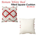 Accessorize Ronan White Red Filled Square Cushion 45x45cm with Applique Design - SuperSaverAU - view 2