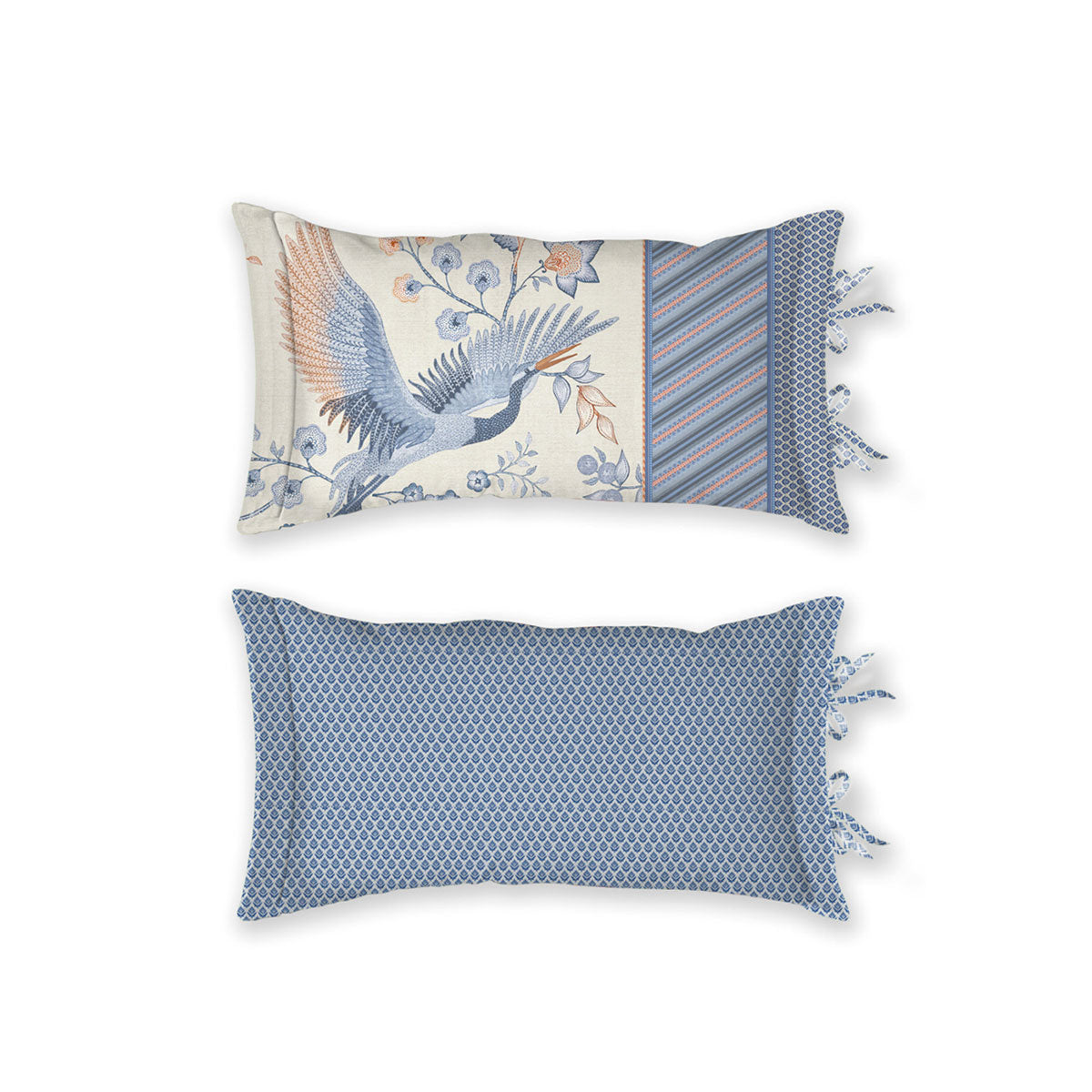 PIP Studio Royal Birds Blue Oblong Cushion 35 x 60 cm - Bird/Floral Print - SuperSaverAU - view 1