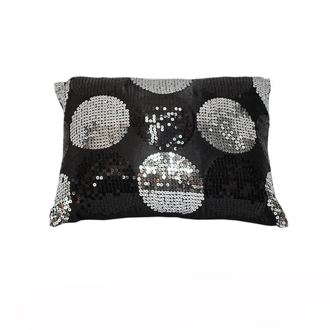 Sequined Black Silver Cushion 45 x 45 cm - Soft Polyester, Spot Clean Only - SuperSaverAU - view 1