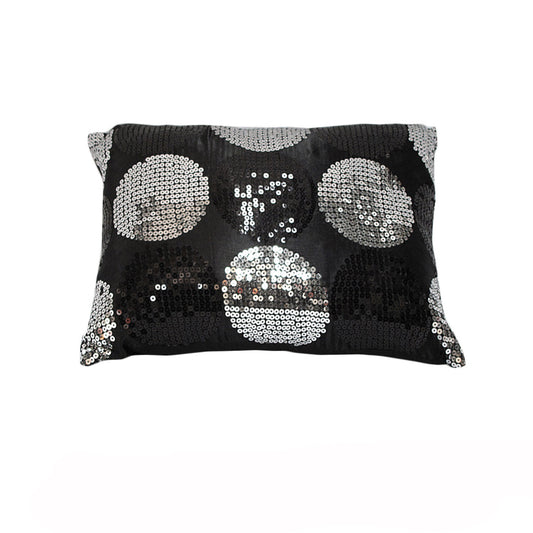 Sequined Black Silver Cushion 45 x 45 cm - Soft Polyester, Spot Clean Only