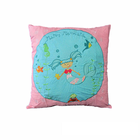Happy Kids Mermaid Cushion 43x43 cm with Sequins and Embroidery Design - SuperSaverAU - view 1