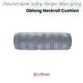 KAAT Amsterdam Softy Stripe Velvet Neckroll Cushion – Blue Grey 22 x 70cm
