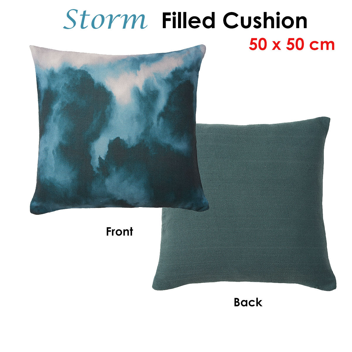 Accessorize Ocean Wave Print Cushion 50x50cm - Stylish Polyester Filled Comfort - SuperSaverAU - view 1
