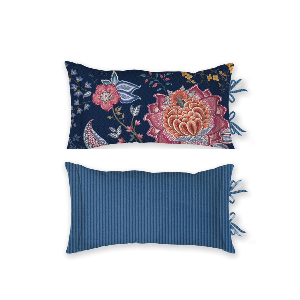 PIP Studio Floral Print Dark Blue Oblong Cushion 35 x 60 cm - SuperSaverAU - view 1