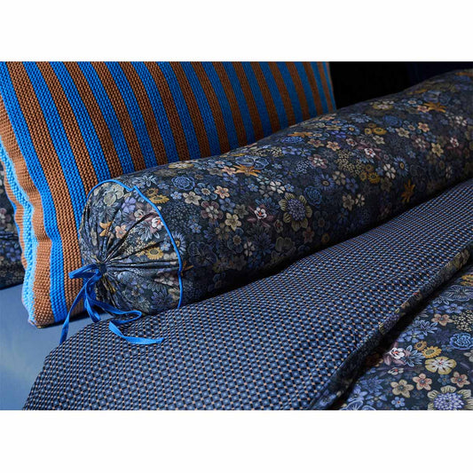 PIP Studio Tutti i Fiori Dark Blue Cotton Roll Cushion 22cm x 70cm