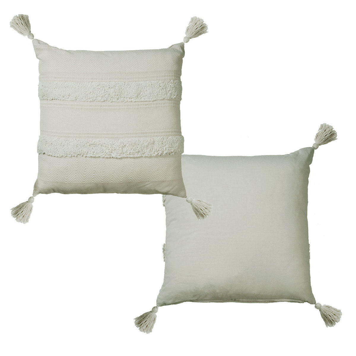 Accessorize Indra Cotton Cushion Cover 45 x 45 cm - Applique Design with Tassels - SuperSaverAU - view 1