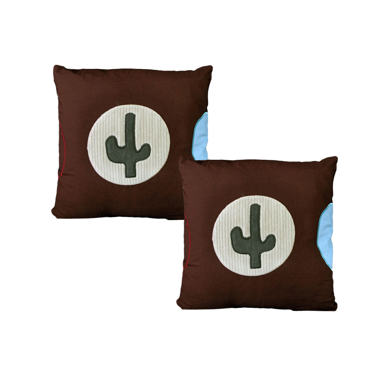 Wild West Embroidered Cushion Covers Pack of 2, 43 x 43 cm, Polyester Cotton - SuperSaverAU - view 1