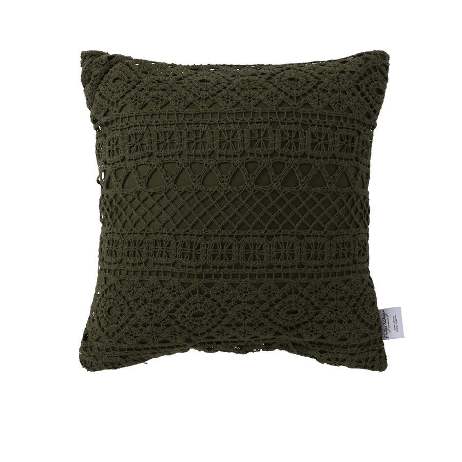 Vintage Design Homewares Tenille Cotton Lace Cushion Cover 45 x 45 cm - Olive - SuperSaverAU - view 1