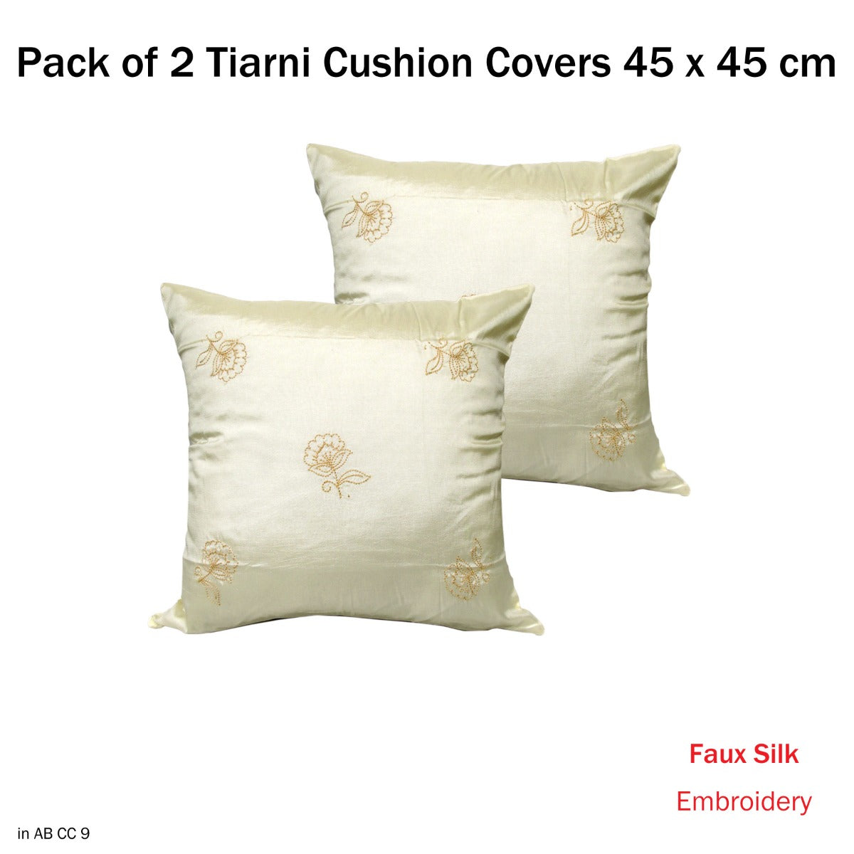 Accessorize Set of 2 Cushion Covers 45 x 45 cm Floral Embroidery Faux Silk - SuperSaverAU - view 2