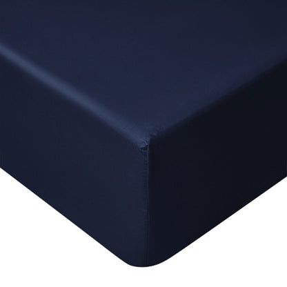 Accessorize Navy Bamboo Cotton Mega Fitted Sheet 50cm Wall Queen