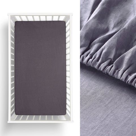 Little Gem 1 Pc Grisaille Hemp Cot Fitted Sheet 77 x 135 + 20cm, GOTS Certified - SuperSaverAU - view 1