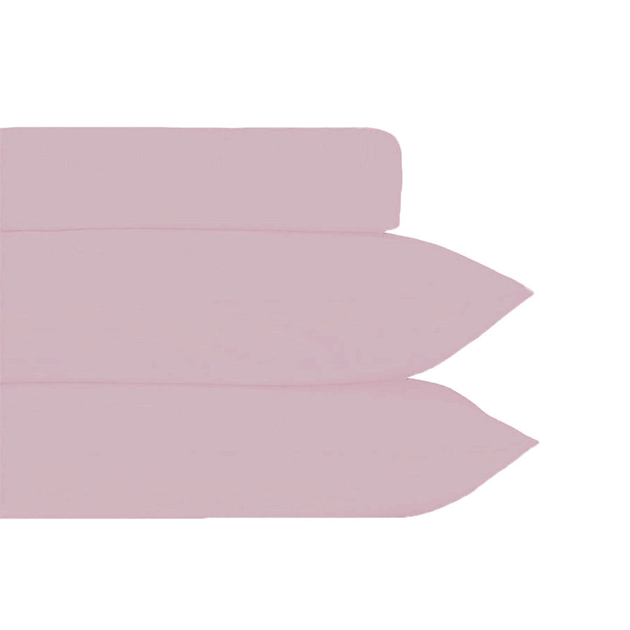 Queen Dusty Pink 35cm Wall Plain Dyed Polyester Cotton Combo Set - SuperSaverAU - view 1