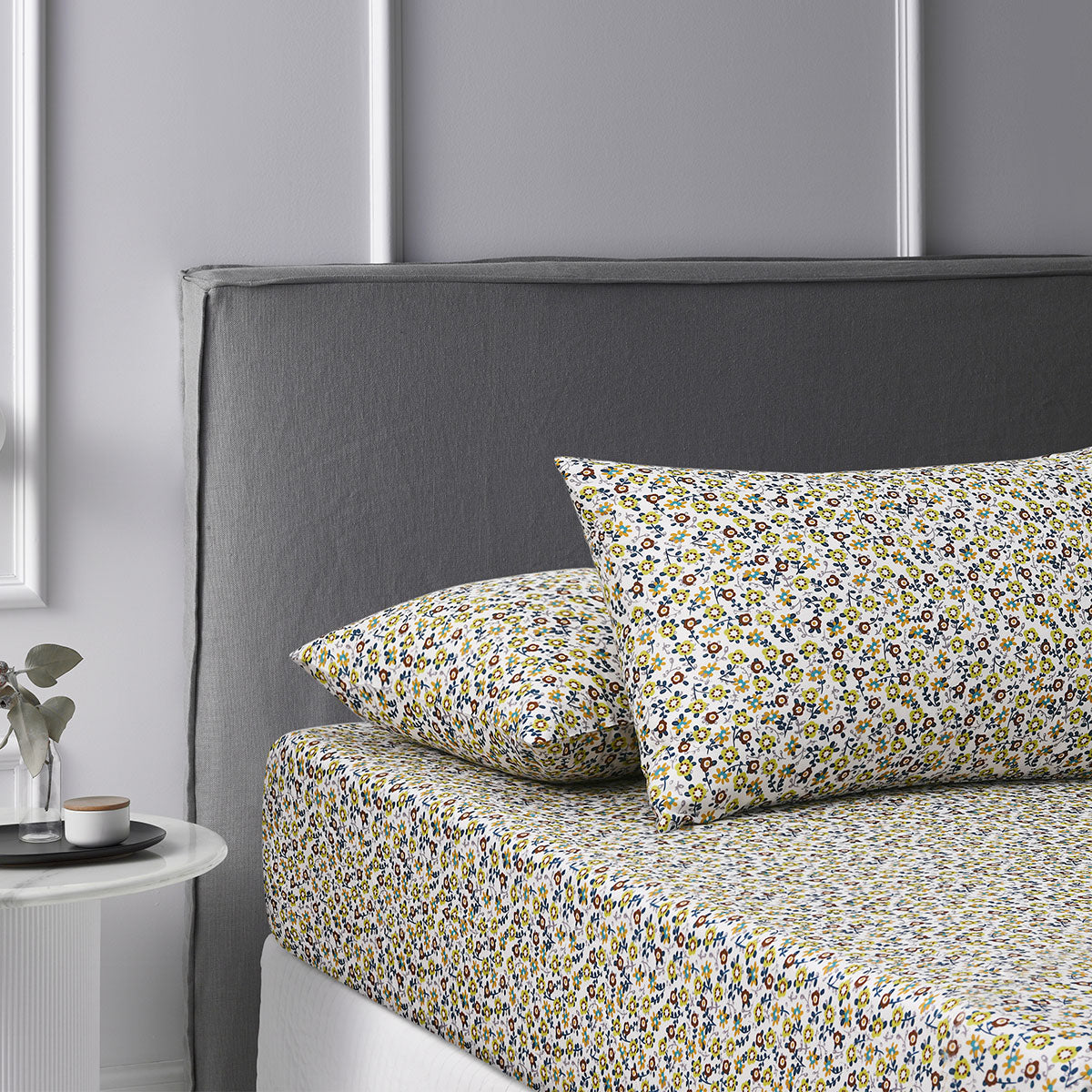Accessorize Lisa Teal Washed Cotton Floral Fitted Sheet Set Double - SuperSaverAU - view 1