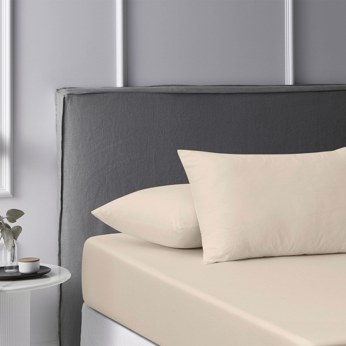 Accessorize Stone Washed Cotton Fitted Sheet Set King - Solid Colour, 180 Thread Count - SuperSaverAU - view 1