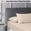 Accessorize Stone Washed Cotton Fitted Sheet Set King - Solid Colour, 180 Thread Count - SuperSaverAU - view 2