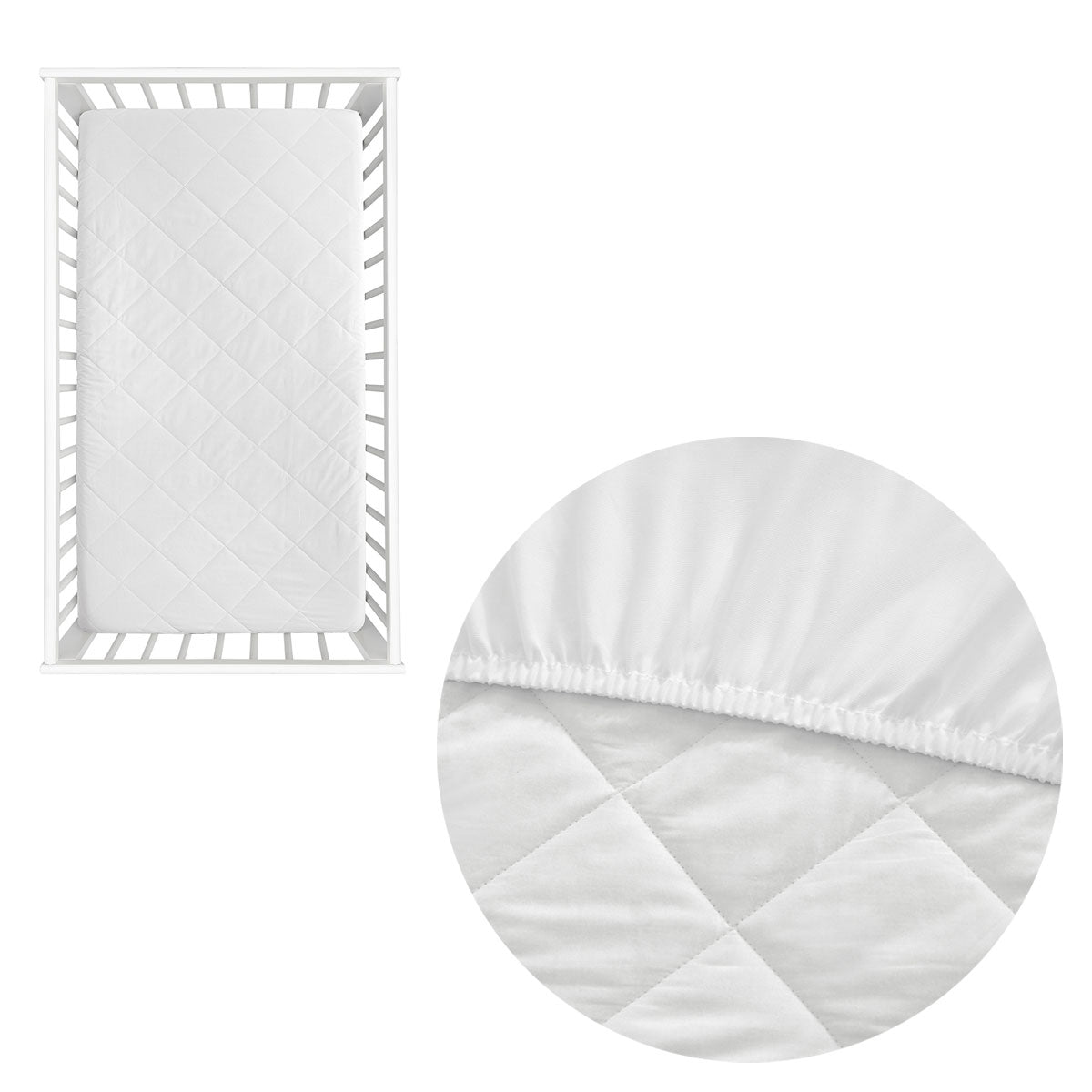 Little Gem 100% Cotton Quilted Cot Mattress Protector 131 x 69cm - SuperSaverAU - view 1