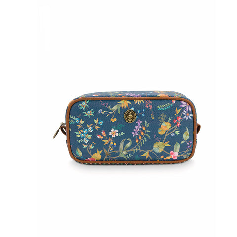 PIP Studio Petites Fleurs Dark Blue PU Leather Small Square Cosmetic Bag with Floral Print - SuperSaverAU - view 1