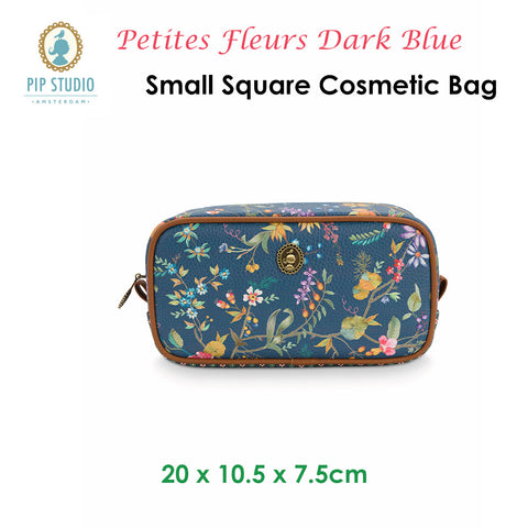 PIP Studio Petites Fleurs Dark Blue PU Leather Small Square Cosmetic Bag with Floral Print - SuperSaverAU - view 2