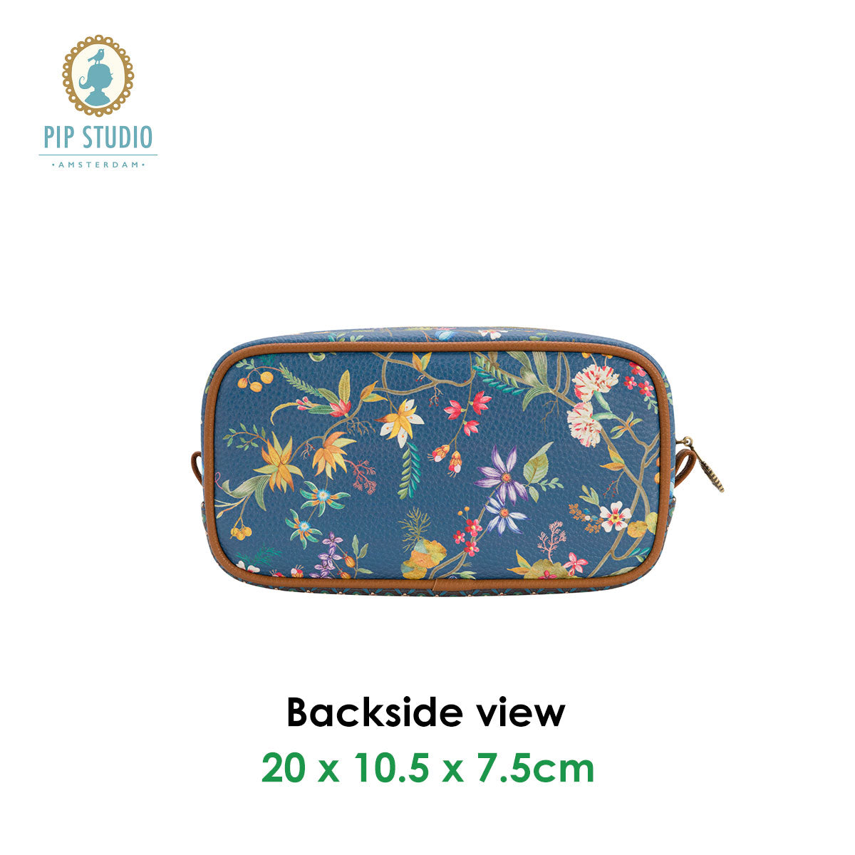 PIP Studio Petites Fleurs Dark Blue PU Leather Small Square Cosmetic Bag with Floral Print - SuperSaverAU - view 3