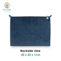 PIP Studio Velvet Quilted Dark Blue Large Cosmetic Flat Pouch with Floral Stitching - SuperSaverAU - view 3