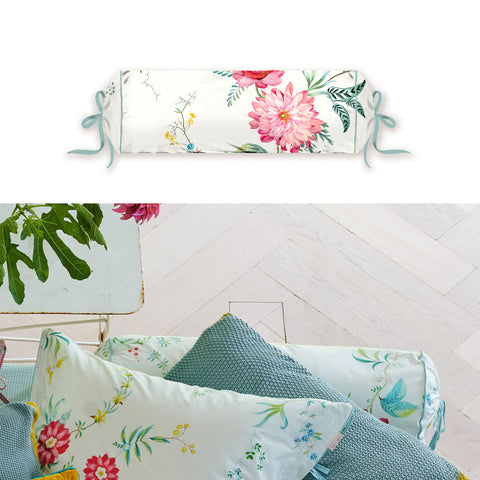 PIP Studio Floral Print Neck Roll Cushion 22x70 cm with Tie Closure - SuperSaverAU - view 1