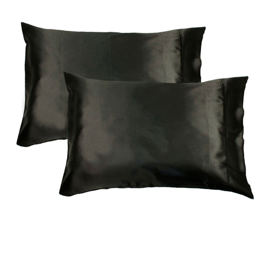 Accessorize Satin Pillowcases 300TC Deluxe Essentials Black 48 x 73 cm - 2 Pack