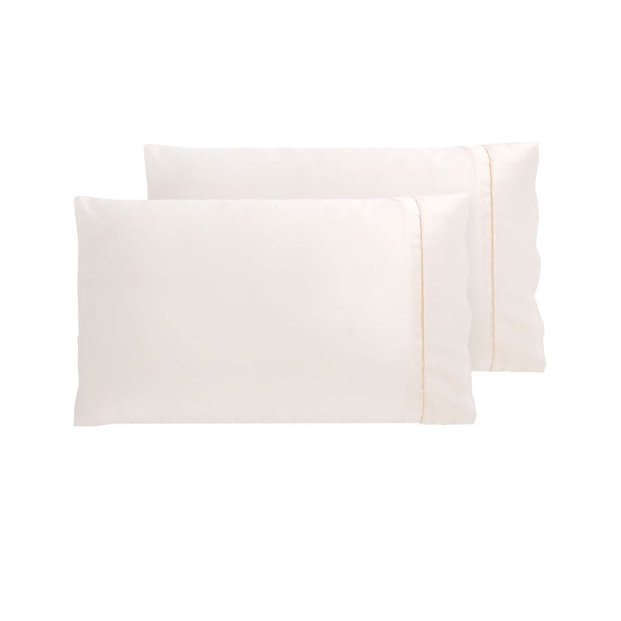 Accessorize Satin Pillowcases 300TC Deluxe Essentials Cream 48 x 73 cm - 2 Pack - SuperSaverAU - view 1