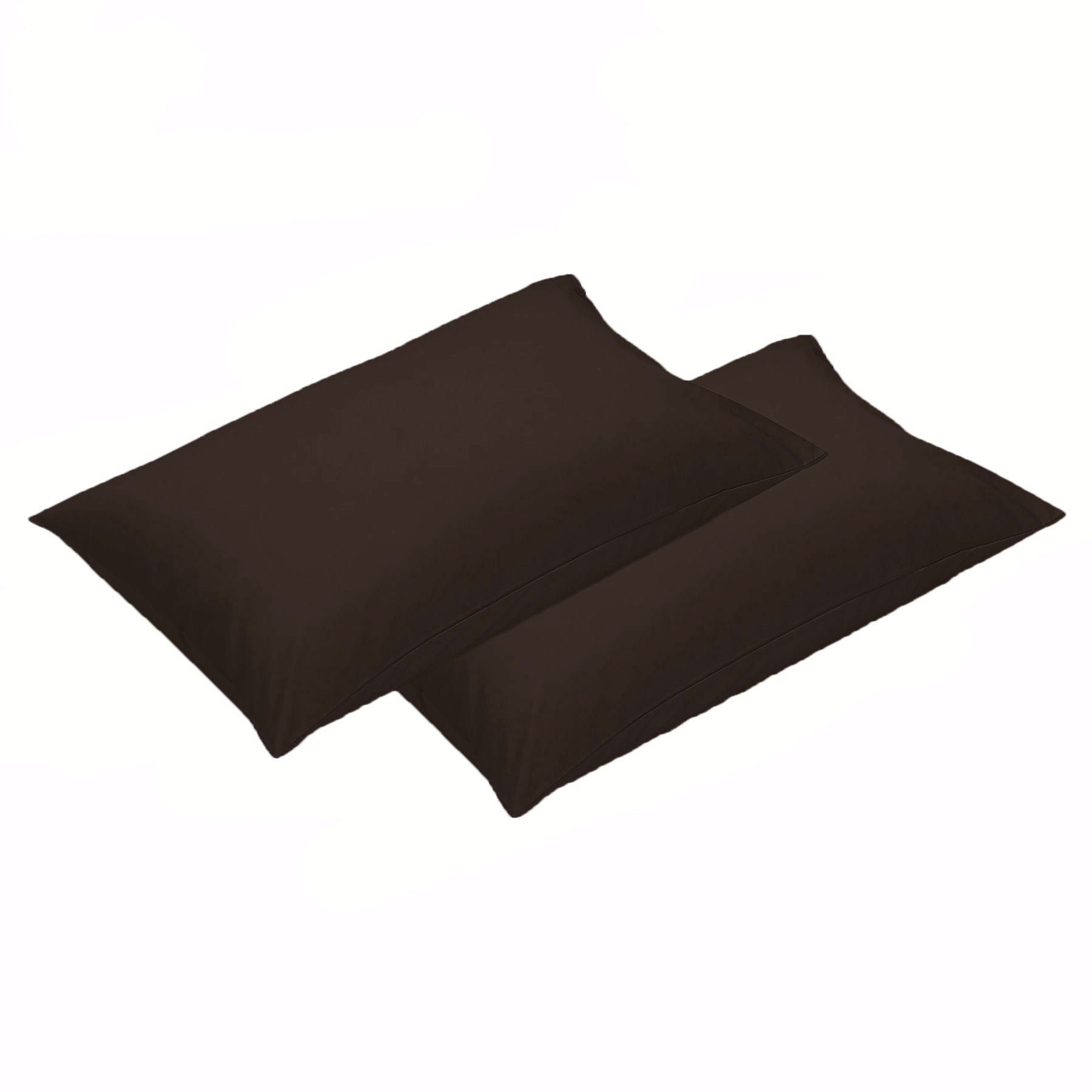 500TC Cotton Standard Pillowcases 48 x 73 cm - Solid Colour Design, Chocolate - SuperSaverAU - view 1