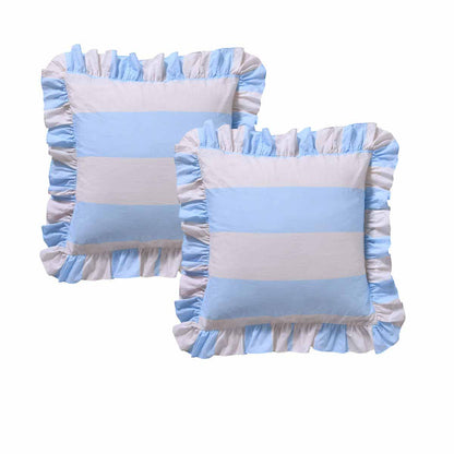 Vintage Design Candy Ruffle Blue Pillowcases - 65 x 65cm