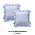 Vintage Design Candy Ruffle Blue Pillowcases - 65 x 65cm - SuperSaverAU - view 2
