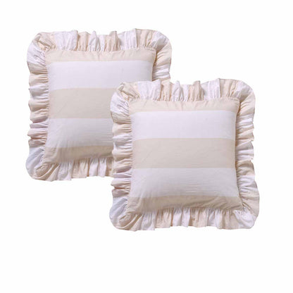 Vintage Design Homewares Candy Ruffle Natural Pillowcases Pair 65 x 65cm
