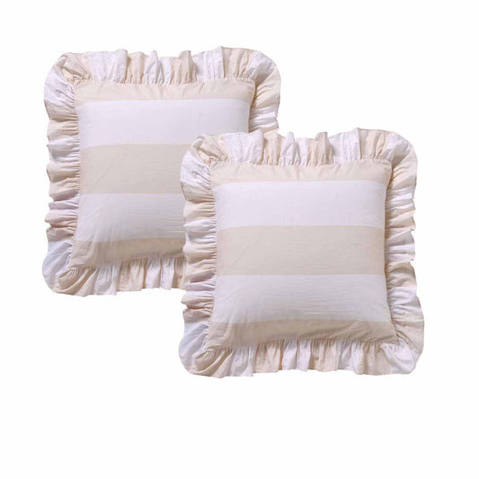 Vintage Design Homewares Candy Ruffle Natural Pillowcases Pair 65 x 65cm
