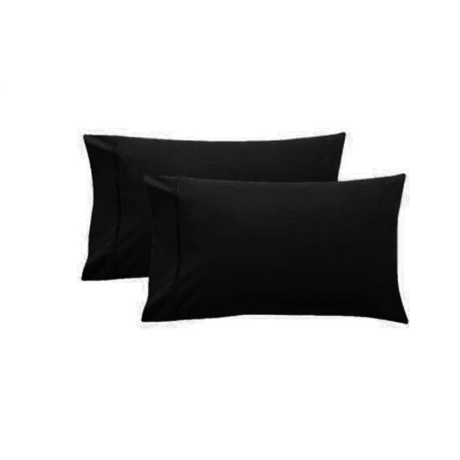 Pure Cotton 250TC Cuffed Standard Pillowcase Pair 48 x 73 cm - Black - SuperSaverAU - view 1