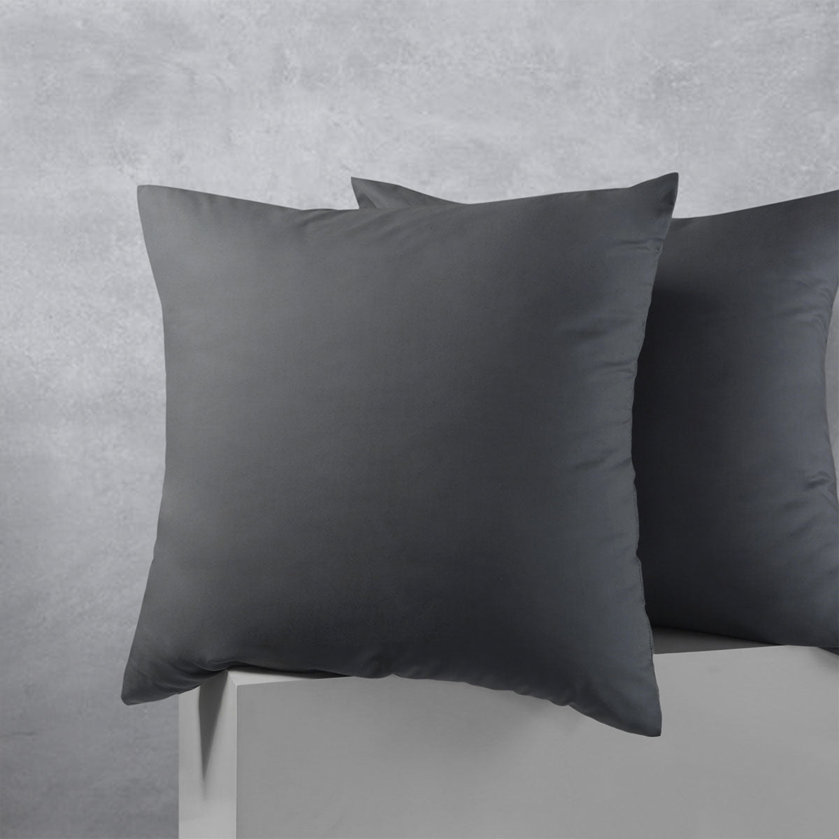 Accessorize Cotton Polyester European Pillowcases 65 x 65 cm - Charcoal, Solid Colour Design