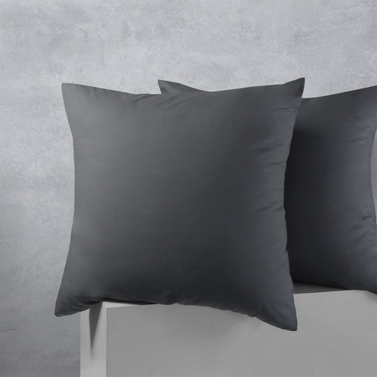 Accessorize Cotton Polyester European Pillowcases 65 x 65 cm - Charcoal, Solid Colour Design