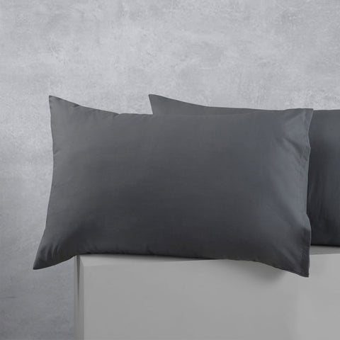 Accessorize Cotton Polyester Standard Pillowcases 48 x 73 cm - Charcoal, Solid Colour Design - SuperSaverAU - view 1